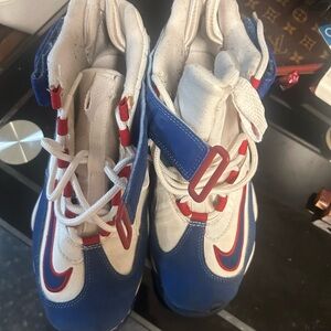Nike Kids White and Blue Sneakers with Red Accents